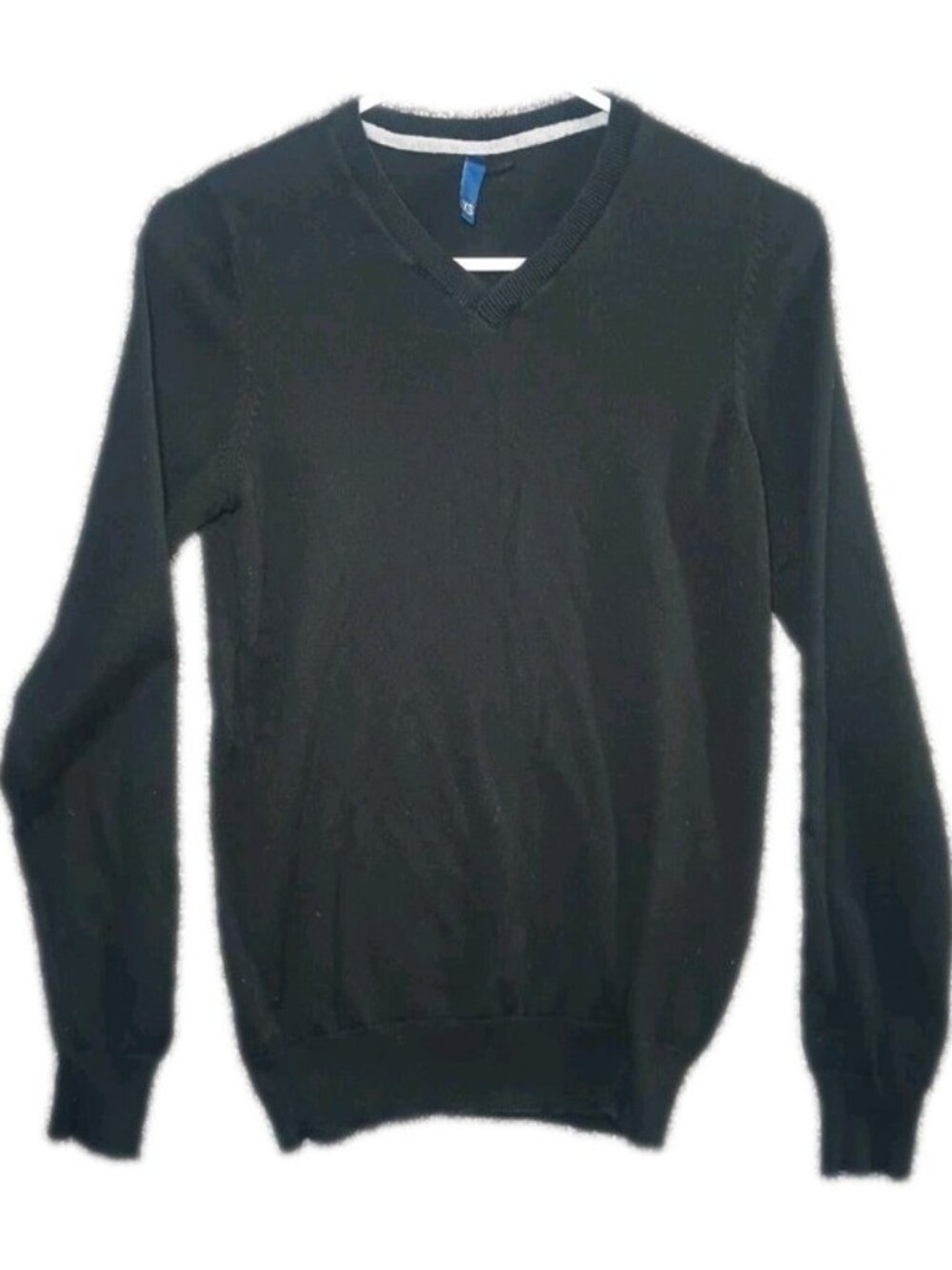HM Divided Womens V Neck Pullover Sweater Size XS Long Sleeve Knit Black Basic